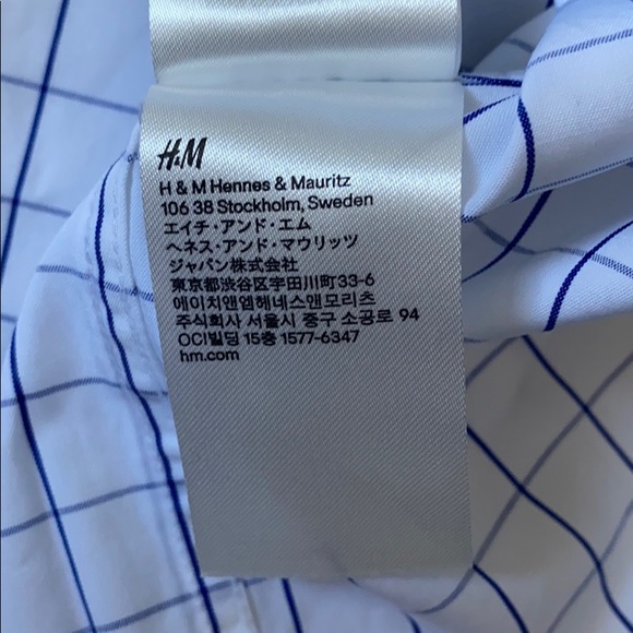 H&M Blue Square Check Dress Shirt - Picture 7 of 10